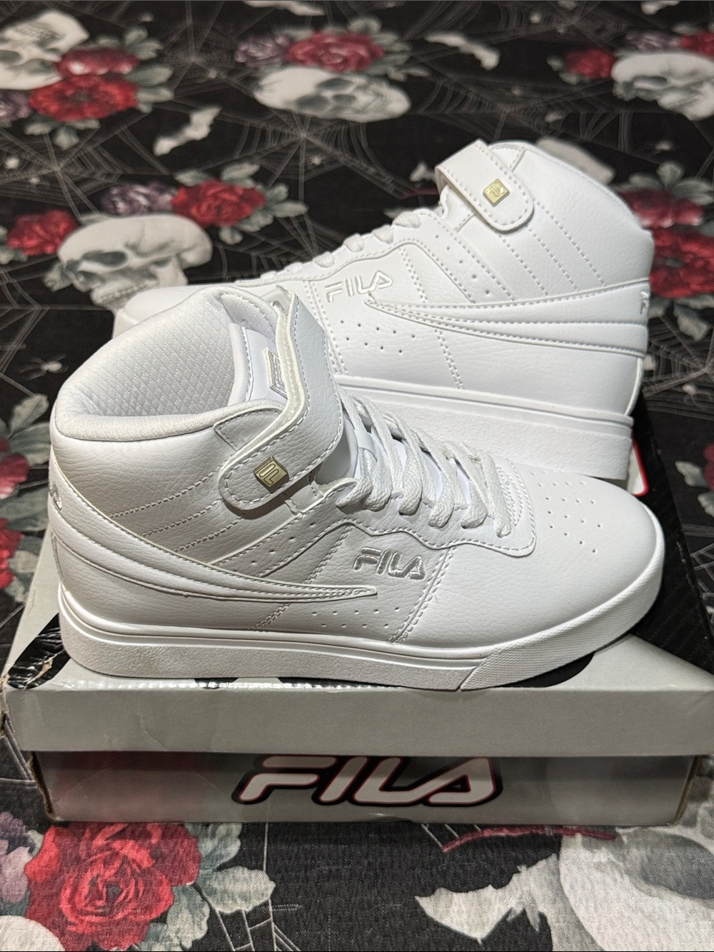 NIB FILA Women's Vulc 13 High Top Sneaker White/White/White - 5CM00101-100 SZ 7